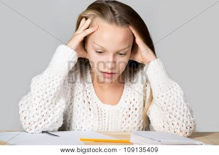 Girl Exhausted From Studying