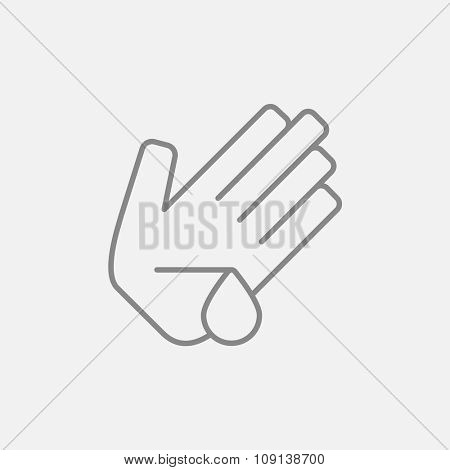 Wounded palm line icon for web, mobile and infographics. Vector dark grey icon isolated on light grey background.