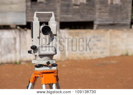 Surveyor Equipment Tacheometer Or Theodolite Outdoors