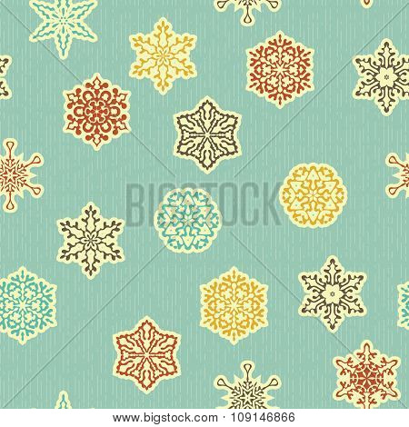 Vector Seamless Pattern With  Highly Detailed Paper Cut Snowflakes