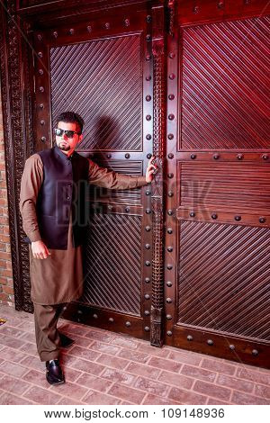 Portrait Of Young Man In A Traditional Pathan Dress With Modern Haircut & Modern Look