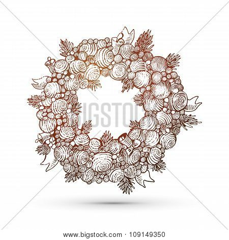 Xmas engraving wreath