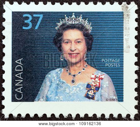 CANADA - CIRCA 1988: A stamp printed in Canada shows Queen Elizabeth II