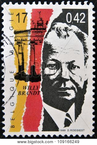 BELGIUM - CIRCA 1999: a stamp printed in Belgium shows an image of Willy Brandt