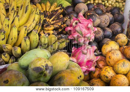 Open Air Fruit Market In The Village In Bali, Indonesia.