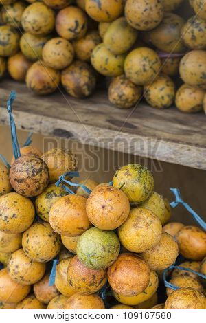 Open Air Fruit Market In The Village In Bali, Indonesia.