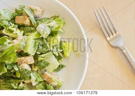 Fresh organic caesar salad with grated asiago cheese