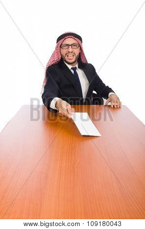 Arab businessman isolated on white