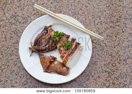 Whole Cooked Squid Calamari
