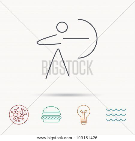 Archery sport icon. Archer with longbow sign.
