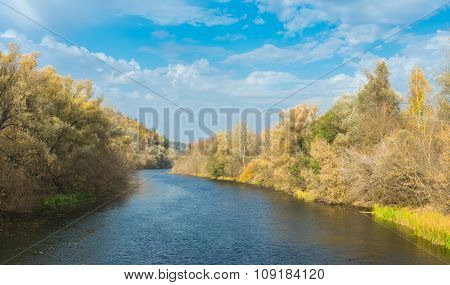 Aautumnal landscape on a Psel river in Sumskaya oblast Ukraine