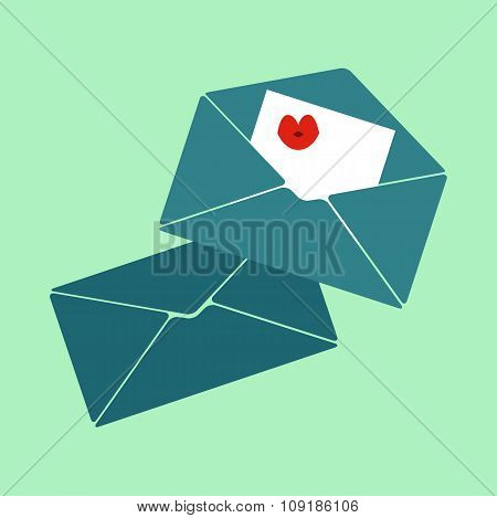 Vector Illustration, Flat Design, Email Icon, Love Letters, Envelope, Mail, Sending Mail