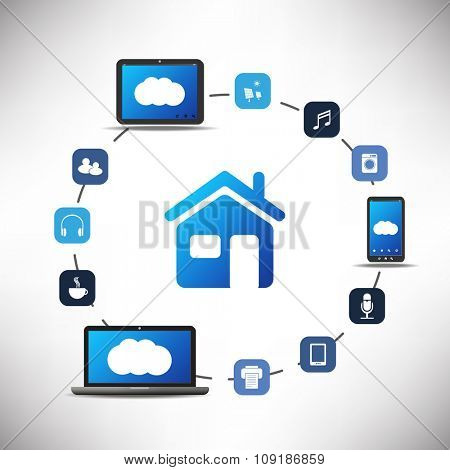 Internet Of Things, Digital Home And Networks Design Concept With Icons