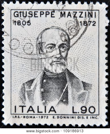 ITALY - CIRCA 1972: a stamp printed in Italy shows Giuseppe Mazzini