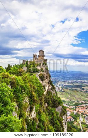 impressive castles of San Marino - view with Rocca della Guaita