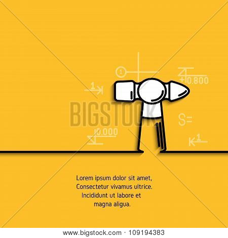 Vector banner with a picture  hammer