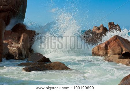 Sunlit Sea Foam Magnificent Seychelles 