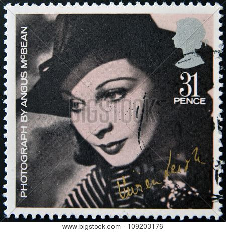 UNITED KINGDOM - CIRCA 1985: stamp printed in UK shows Vivien Leigh by photographer Angus McBean