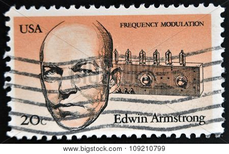 stamp printed in USA shows Edwin Howard Armstrong (1890-1954) was an American electrical engineer