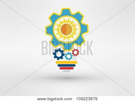 Light Bulb Vector Icon Low Poly Style. Idea Icon Origami Style On White