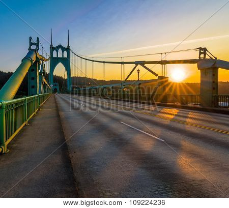 St. John's Bridge In Portland Oregon, Usa