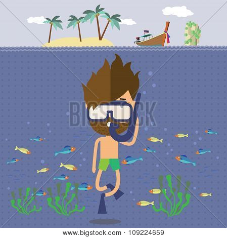 the tourist travel to Thailand sea eps 10 format