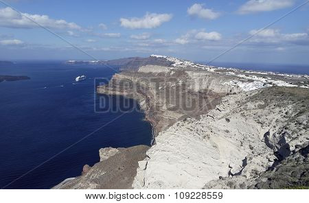 View Of Volcan Caldera In Athinios On Santorini
