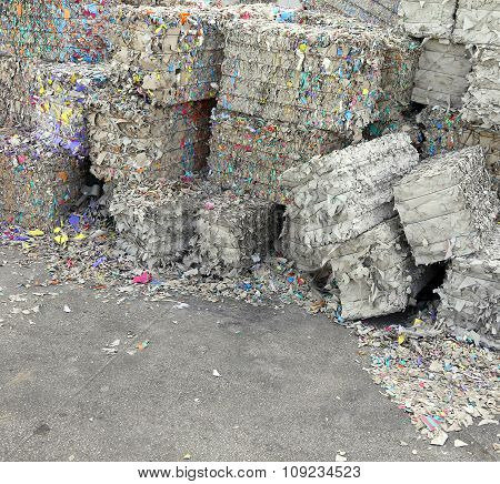 Heaps Of Waste Paper In The Paper Mill For The Production Of Recycled Paper