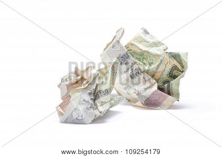 Crumpled 20 Baht Banknotes