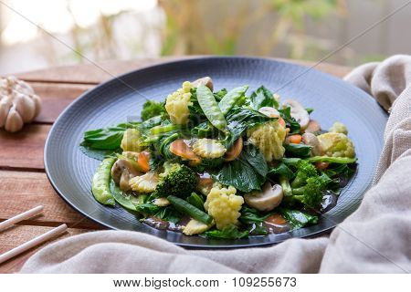 A Plate Of Homemade Chinese Food Capcay