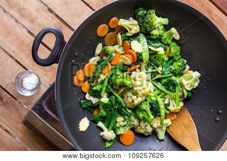 Chinese Food Capcay In Frying Pan