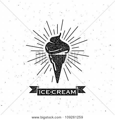 ice cream cone and vintage ribbon