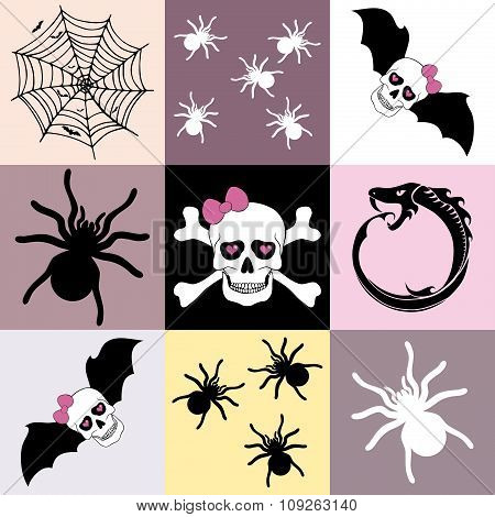 Halloween Themed Seamless Mosaic Pattern Or Background