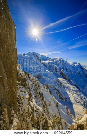 Mont Blanc and Chamonix, view from Aiguille du Midi