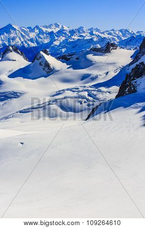 Mont Blanc and Chamonix, view from Aiguille du Midi