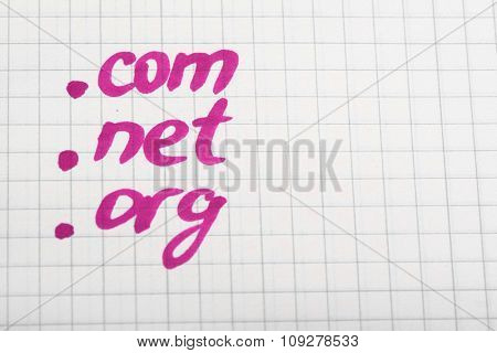 Dot COM NET ORG Domain Name Address. Domain name and internet concept