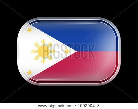 Flag Of Philippines. Rectangular Shape With Rounded Corners