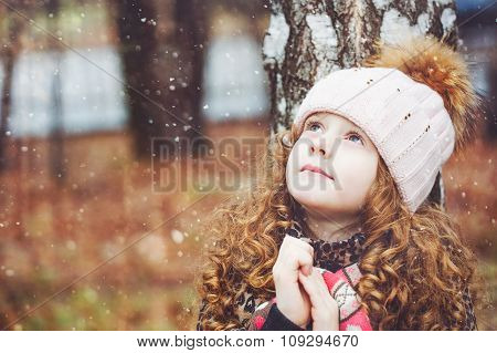 Praying Little Girl Looking Up