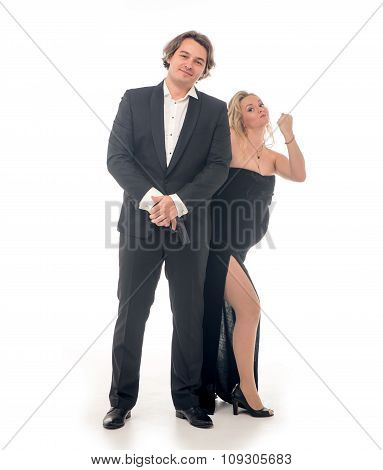 Pregnant fashion woman and husband in gangsta style