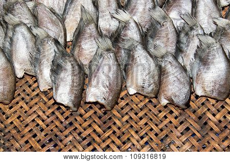 Dry Salid Fish On Basket