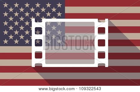 Long Shadow Vector Usa Flag Icon With A Film Photogram