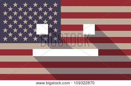 Long Shadow Vector Usa Flag Icon With A Emotionless Text Face
