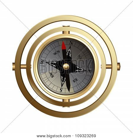 Antique big copper compass for travelers and outdoorsman