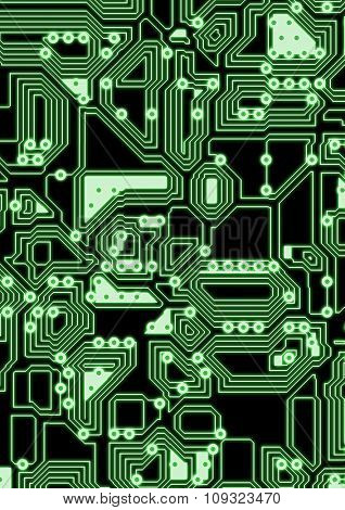 Artificial glowing cyber circuit illustration