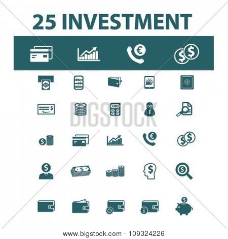 investment, bank, trading, finance, money, check concept  icons, signs vector concept set for infographics, mobile, website, application
