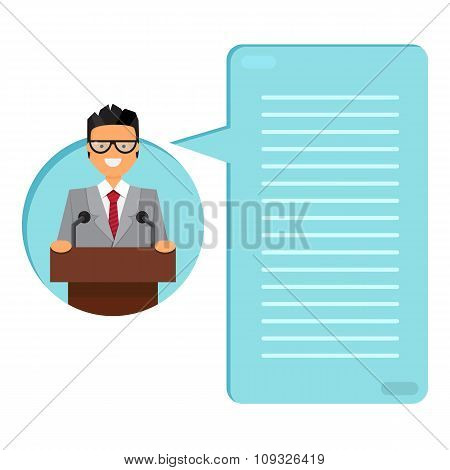Professor Or Businessman On Tribune