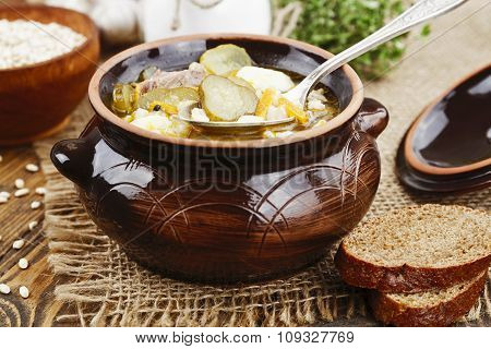 Soup With Pickles And Barley