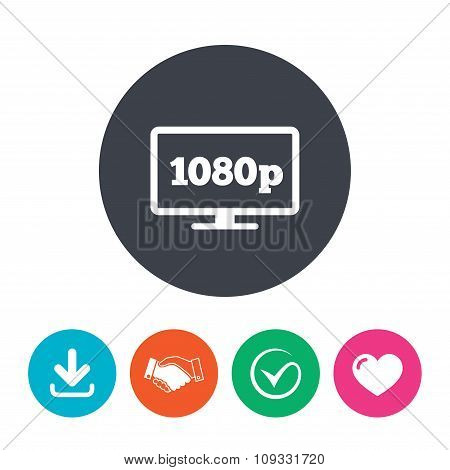 Full hd widescreen tv. 1080p symbol.