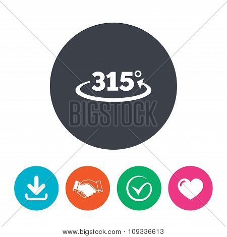 Angle 315 degrees sign icon. Geometry math symbol