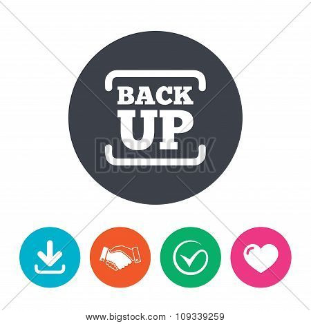 Backup date sign icon. Storage symbol.